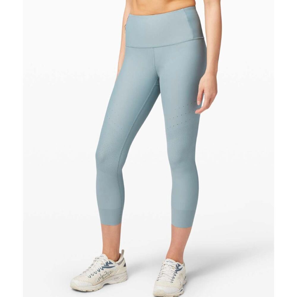 Lululemon Zoned In High Rise Crop 23" Legging Blue Cast 4 Running Gel Pockets